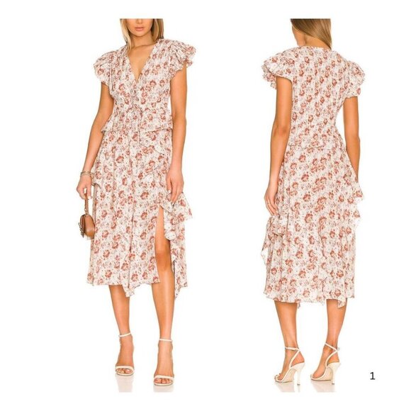 Ulla Johnson Avia Dress,  Silk Midi Dress in  Wisteria, Size 6, New with Tag‎ - Picture 1 of 16